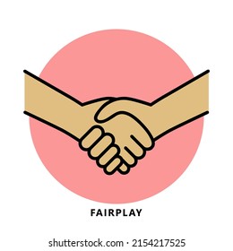 Fairplay Competition Icon Symbol. Handshake Logo Illustration