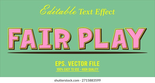 Estilo de efecto de texto Fairplay. Editable Efecto de texto Estilo deporte universitario.