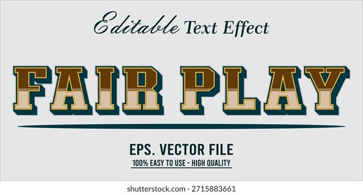 Estilo de efecto de texto Fairplay. Editable Efecto de texto Estilo deporte universitario.