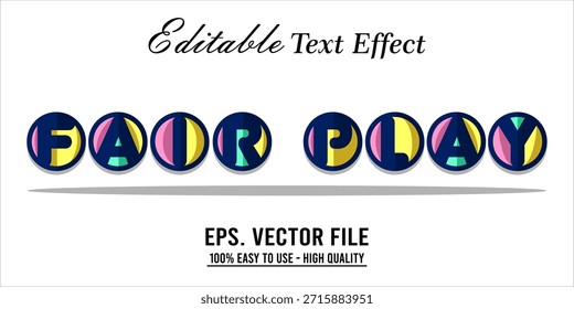 Estilo de efeito de texto Fairplay. Editável Efeito de Texto Estilo Sport College.
