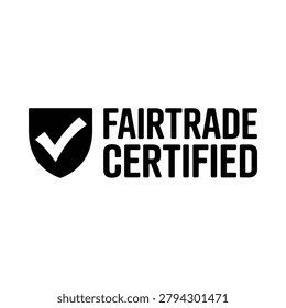 fairtrade certified logo on white background symbol shield checkmark black icon graphic design simple