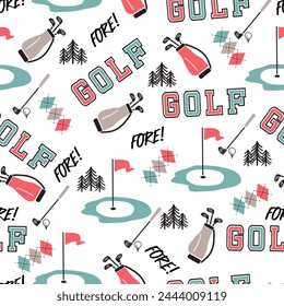 Fairway to Heaven Golfer Paradise Essentials Pattern can be use for background and apparel design