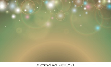 Fairy Abstract De-focus Bokeh Circles Hintergrunddesign.  Weihnachtsschneefall Vektor Horizontal Illustration. Kosmische Printmedien. Glitter Konfetti. Gut für Banner, Poster, Cover, Flyer, Karten.