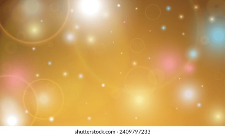 Fairy Abstract Defocused Bokeh Circles Background Design.  Christmas snowfall Vector Horizontal Illustration. Cosmic Print. Glitter confetti. Good for Banners, Posters, Covers, Flyers, Cards.