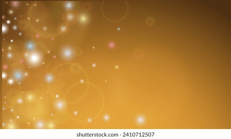 Fairy Abstract Defocused Bokeh Circles Background Design.  Christmas snowfall Vector Horizontal Illustration. Cosmic Print. Glitter confetti. Good for Banners, Posters, Covers, Flyers, Cards.