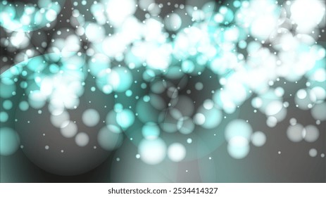 Fairy Abstract Defocused Light Spot Background Design. Christmas Snowfall Vector Horizontal Illustration.  Glitter confetti. Winter Snow Sky. New Year Magic Illustration. Falling Snowflakes
