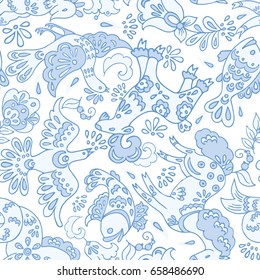 Fairy animals seamless vector pattern