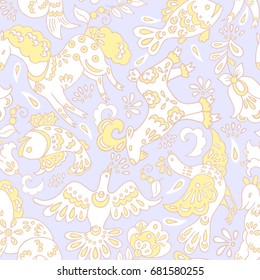 Fairy animals seamless vector pattern