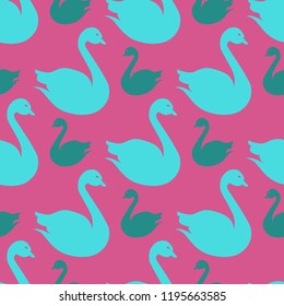 Fairy background bird swan multicolor abstract seamless.