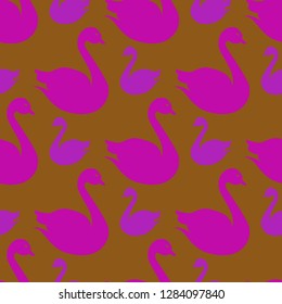 Fairy background bird swan multicolor abstract seamless.