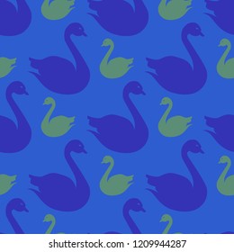 Fairy background bird swan multicolored abstract seamless.