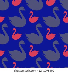 Fairy background bird swan multicolored abstract seamless.