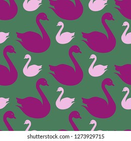 Fairy background bird swan multicolored abstract seamless.