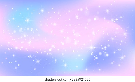 Fairy background. Fantasy holographic background with stars. Pastel gradient background.