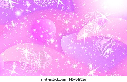 Fairy background. Mermaid rainbow. Holographic magic stars. Unicorn pattern. Fantasy galaxy print. Fairytale graphics.