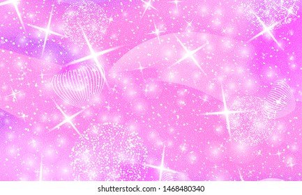 Fairy background. Mermaid rainbow. Holographic magic stars. Unicorn pattern. Fantasy galaxy print. Fairytale graphics.