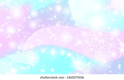 Fairy background. Mermaid rainbow. Magic stars. Unicorn pattern. Fantasy galaxy print. Fairytale graphics.