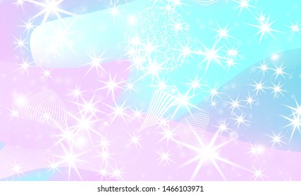 Fairy background. Mermaid rainbow. Magic stars. Unicorn pattern. Fantasy galaxy print. Fairytale graphics.