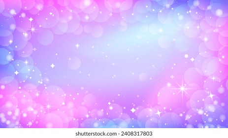 Fairy background. Pastel bokeh background with glittering stars and sparkles.