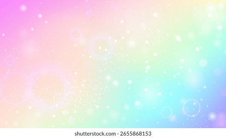 Fairy Background. Pink Unicorn Gradient And Beautiful Princess Pattern. Purple Kawaii Hologram. Glitter And Sparkle In A Cute Fantasy Universe Space. Blue Fairy Background.