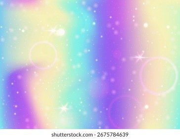 Feeniger Hintergrund. Purple Rainbow Pattern. Magisches Hologramm. Irisierender unscharfer Effekt. Einladung zum rosa Universum. Blaue mädchenhafte Farbverlauf. Prinzessin Glitter. Party Fairy Hintergrund.