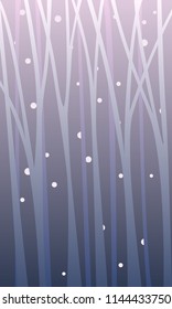 Fairy background with a snowfall among the trunk of trees. 