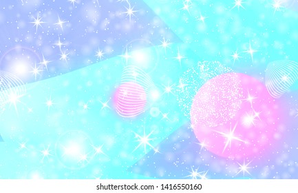 Fairy background. Unicorn pattern. Rainbow galaxy. Princess color waves. Fantasy background. Pastel colors. Mermaid turquoise. Vector illustration.