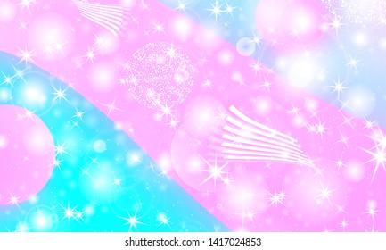 Fairy background. Unicorn pattern. Rainbow galaxy. Princess color waves. Fantasy background. Pastel colors. Mermaid turquoise. Vector illustration.