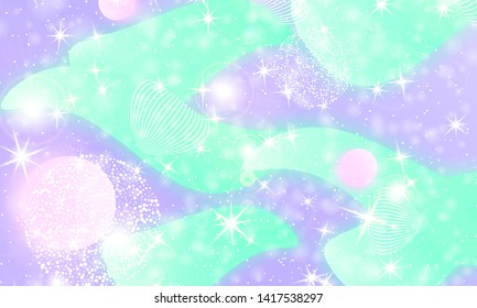 Fairy background. Unicorn pattern. Rainbow galaxy. Princess color waves. Fantasy background. Pastel colors. Mermaid turquoise. Vector illustration.