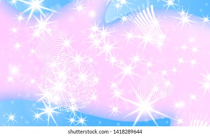 Fairy background. Unicorn pattern. Rainbow galaxy. Princess color waves. Fantasy background. Pastel colors. Mermaid turquoise. Vector illustration.