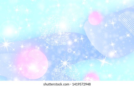 Fairy background. Unicorn pattern. Rainbow galaxy. Princess color waves. Fantasy background. Pastel colors. Mermaid turquoise. Vector illustration.