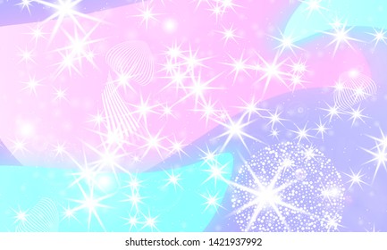 Fairy background. Unicorn pattern. Rainbow galaxy. Princess color waves. Fantasy background. Pastel colors. Mermaid turquoise. Vector illustration.