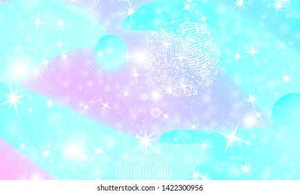 Fairy background. Unicorn pattern. Rainbow galaxy. Princess color waves. Fantasy background. Pastel colors. Mermaid turquoise. Vector illustration.