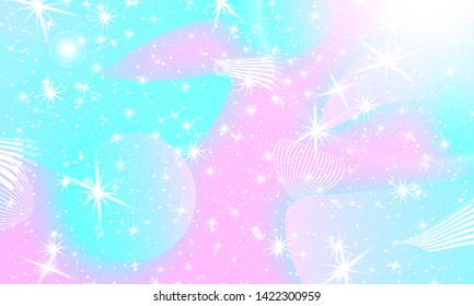 Fairy background. Unicorn pattern. Rainbow galaxy. Princess color waves. Fantasy background. Pastel colors. Mermaid turquoise. Vector illustration.