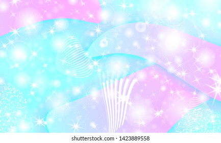 Fairy background. Unicorn pattern. Rainbow galaxy. Princess color waves. Fantasy background. Pastel colors. Mermaid turquoise. Vector illustration.