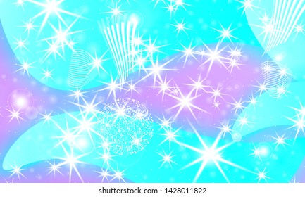 Fairy background. Unicorn pattern. Rainbow galaxy. Princess color waves. Fantasy background. Pastel colors. Mermaid turquoise. Vector illustration.