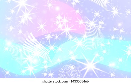 Fairy background. Unicorn pattern. Rainbow galaxy. Princess color waves. Fantasy background. Pastel colors. Mermaid turquoise. Vector illustration.