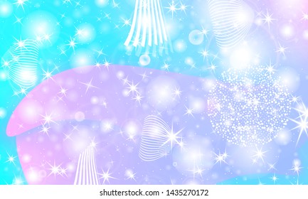 Fairy background. Unicorn pattern. Rainbow galaxy. Princess color waves. Fantasy background. Pastel colors. Mermaid turquoise. Vector illustration.