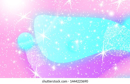 Fairy background. Unicorn pattern. Rainbow galaxy. Princess color waves. Fantasy pastel colors. Mermaid turquoise. Vector illustration.