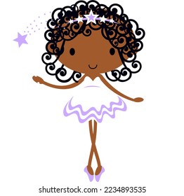 Fairy in ballet tutu. Christmas and birthday  holiday cartoon vector illustration.