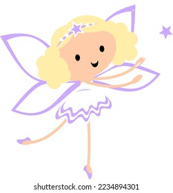 Fairy in ballet tutu. Christmas and birthday  holiday cartoon vector illustration