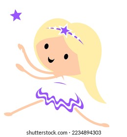 Fairy in ballet tutu. Christmas and birthday  holiday cartoon vector illustration