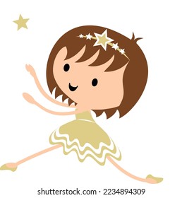 Fairy in ballet tutu. Christmas and birthday  holiday cartoon vector illustration