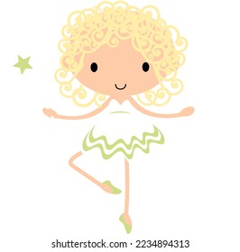 Fairy in ballet tutu. Christmas and birthday  holiday cartoon vector illustration