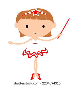 Fairy in ballet tutu. Christmas and birthday  holiday cartoon vector illustration