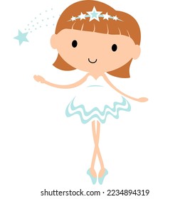 Fairy in ballet tutu. Christmas and birthday  holiday cartoon vector illustration