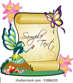 fairy with banner text