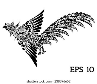 Fairy bird black and white design