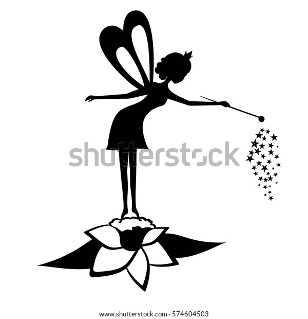 Fairy Black Silhouette Magic Wand Vector Stock Vector (Royalty Free ...