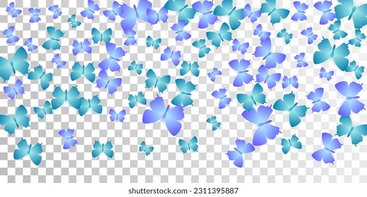 Fairy blue butterflies cartoon vector background. Summer little insects. Simple butterflies cartoon fantasy wallpaper. Tender wings moths graphic design. Fragile creatures.